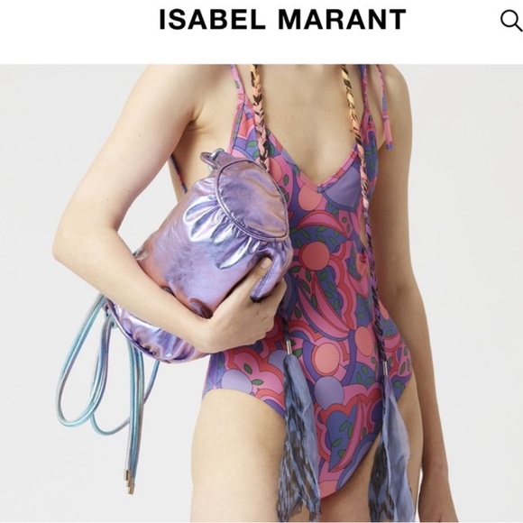 ISABEL MARANT BAG PURPLE METALLIC LEATHER BNWT HTF SOLD OUT EVERYWHERE - Picture 9 of 14